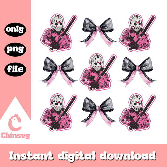 Jason voorhees coquettle bow halloween png, trick or treat png