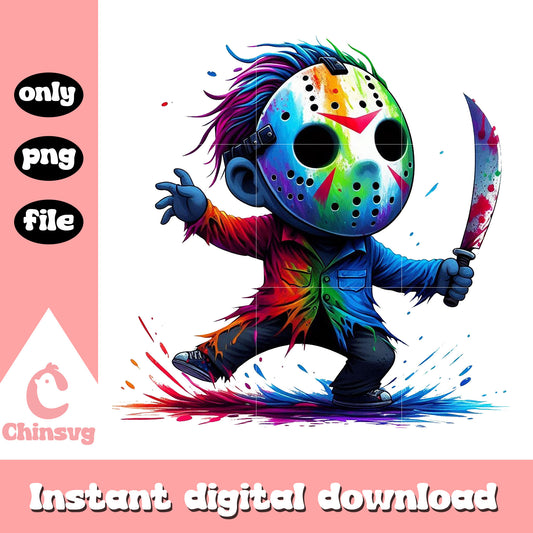 Jason voorhees friday the 13th chibi design png, trick or treat png