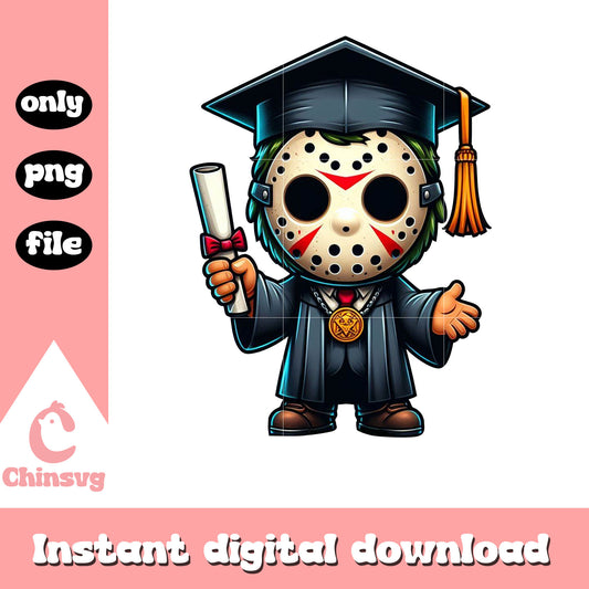 Jason voorhees graduation design png, cartoon spooky png