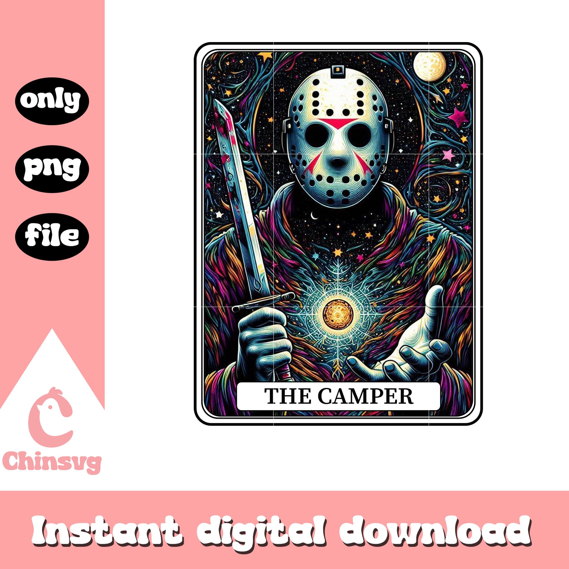 Jason voorhees halloween tarot card png, american horror stories png
