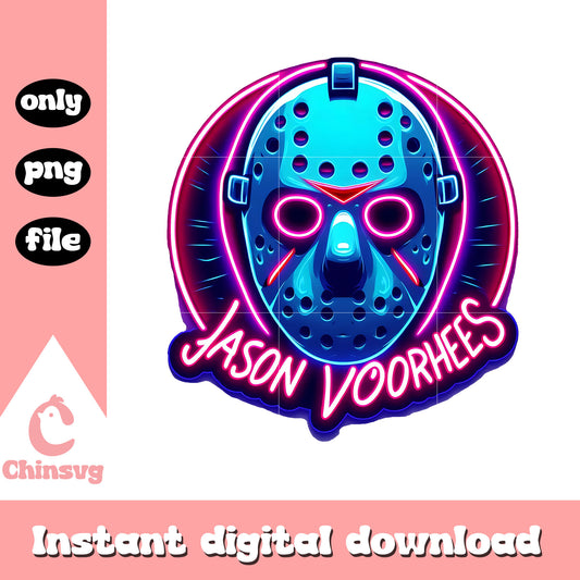 Jason voorhees head neon halloween design png, jason voorhees png