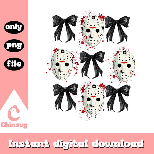 Jason voorhees horror black bow png, spooky black bow png