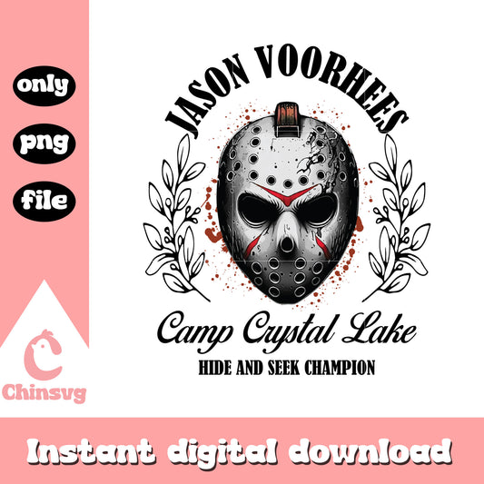 Jason voorhees mask camp crystal lake design png, halloween holiday png