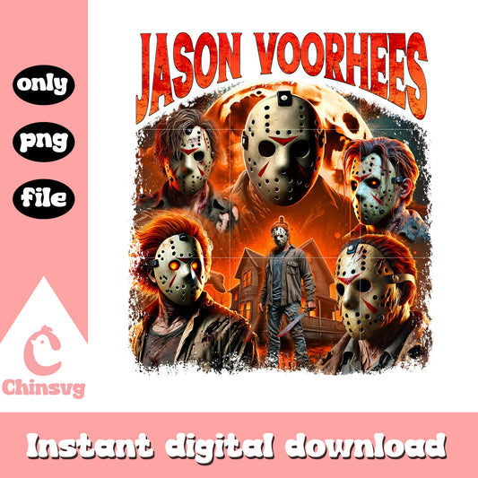 Jason voorhees portrait collage poster png, horror poster png