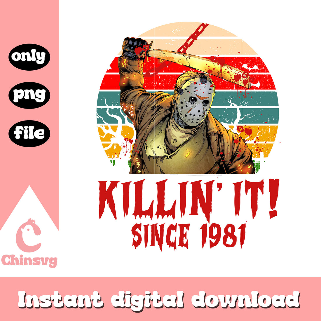 Jason voorhees retro killin it since 1978 png, retro jason horror png ...