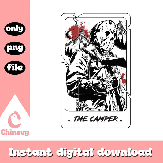 Jason voorhees tarot card design png, friday the 13th halloween png