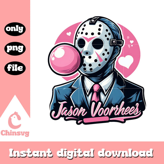 Jason voorhees valentine day png, Jason voorhees pink heart png