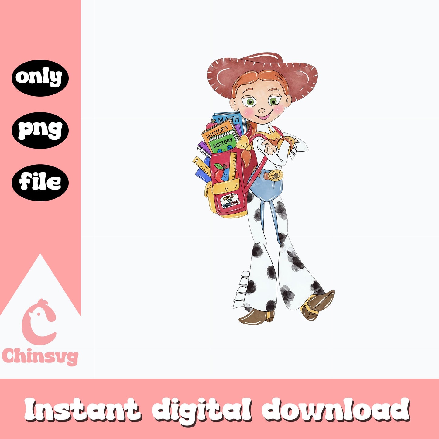 Jessie Toy Story Back To School PNG, Disney PNG, First Day Of School PNG