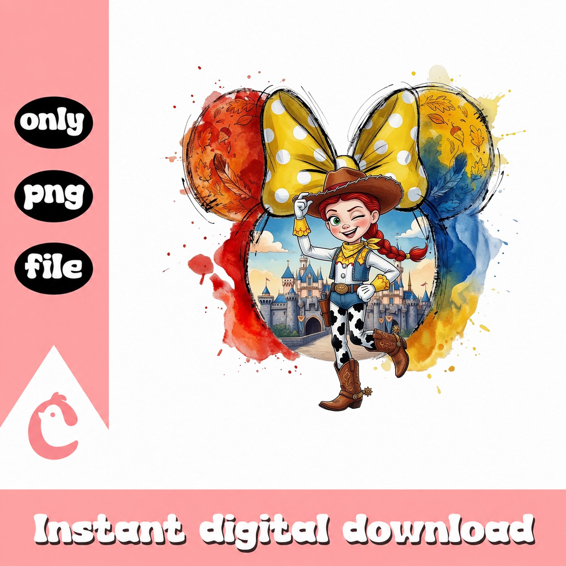 Jessie Toy Story Mickey Ears PNG, Disney Castle PNG, Watercolor Disney PNG
