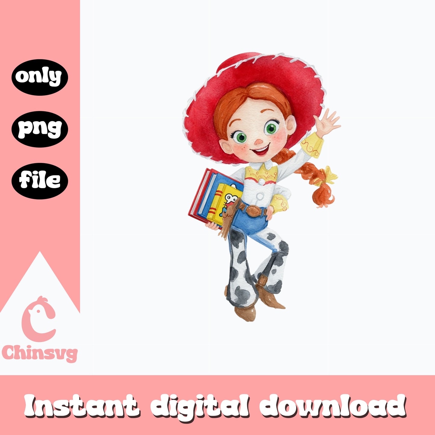 Jessie Toy Story PNG, Disney Pixar Clipart, Watercolor PNG