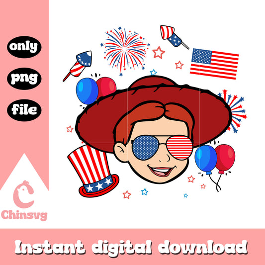 Jessie toy story 4th of july png, jessie face png, jessie patriotic png