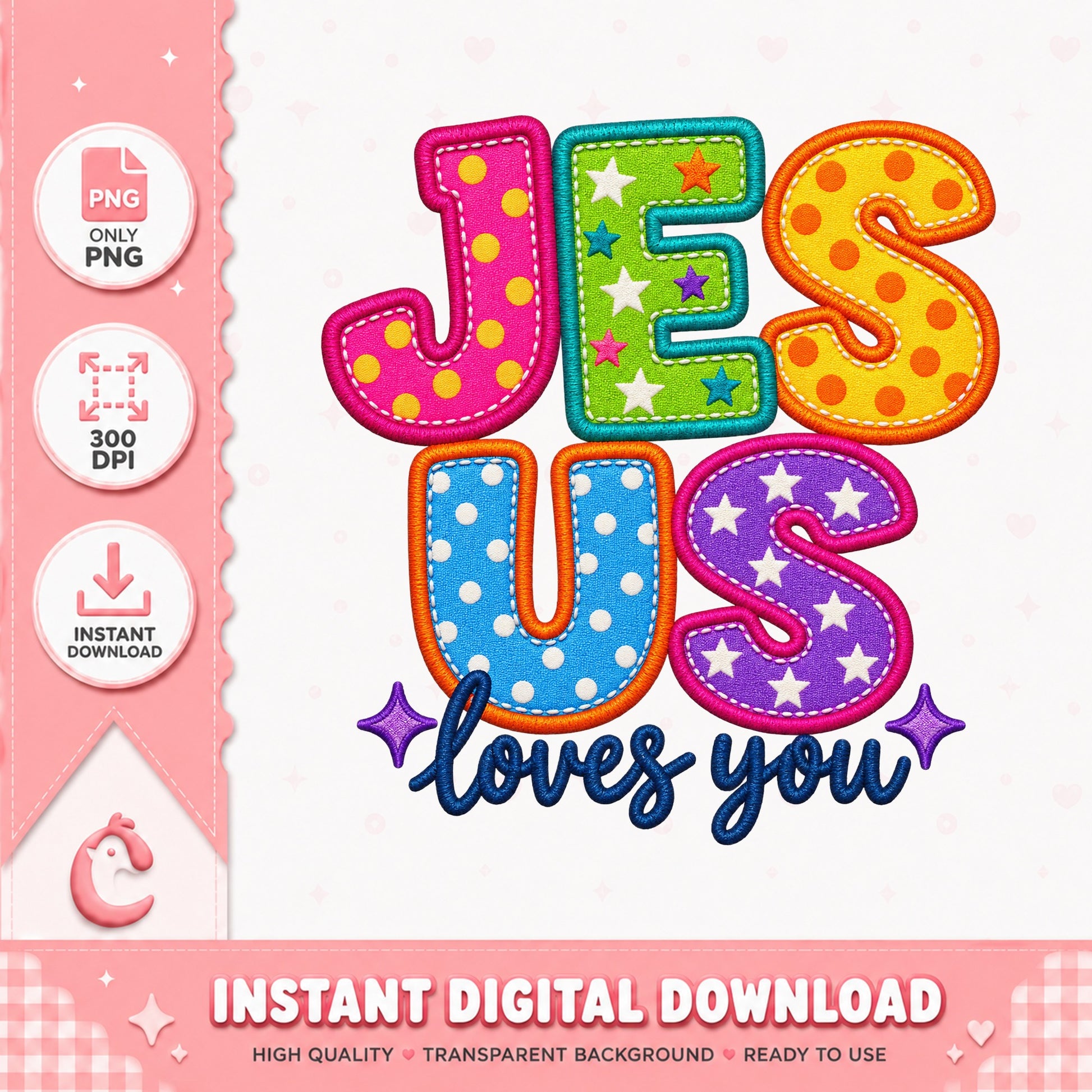 Jesus Loves You PNG, Christian Faith Sublimation, Religious PNG