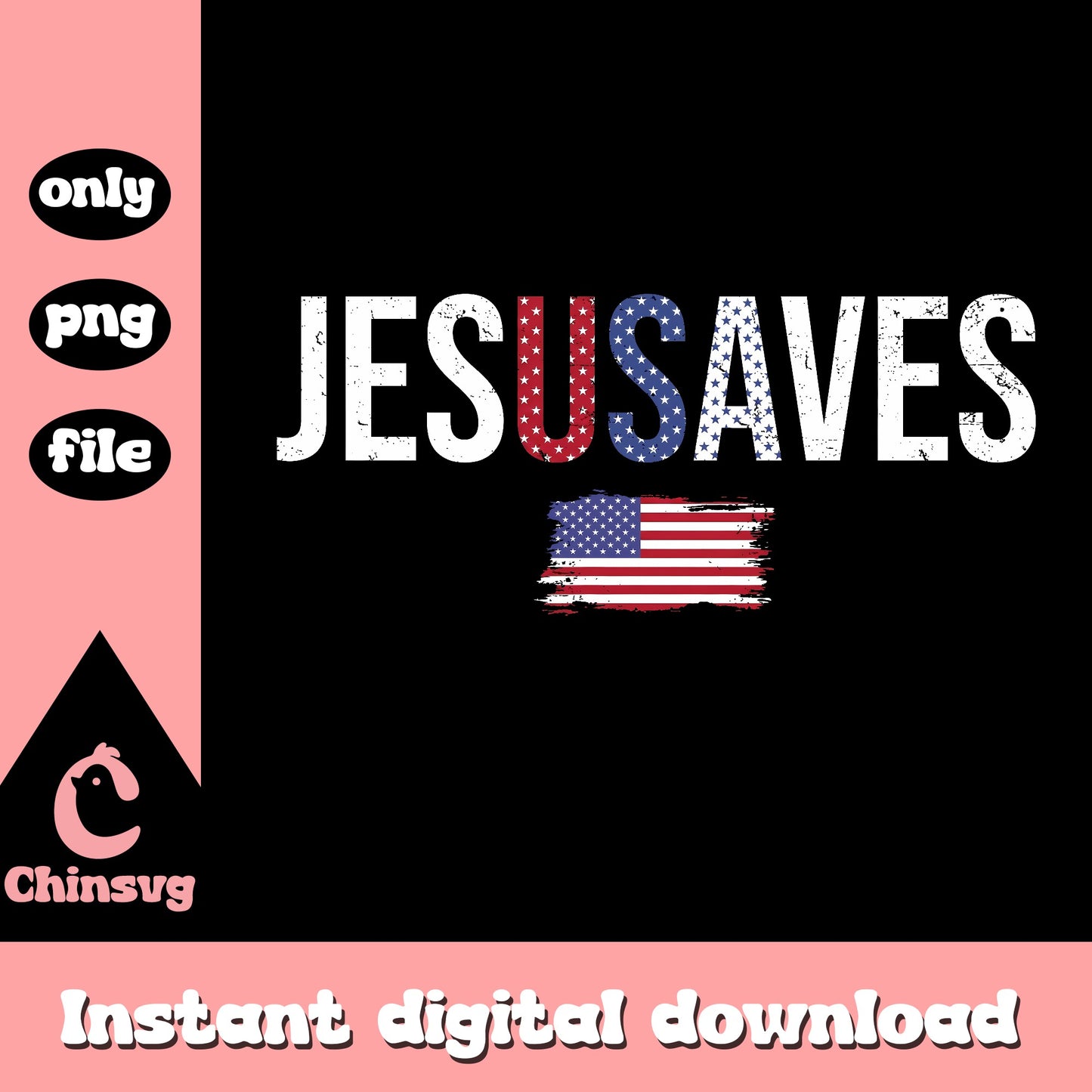 Jesus Saves PNG, American Flag Christian Design, Patriotic PNG