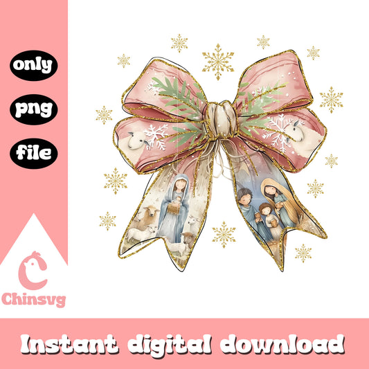 Jesus christmas coquette bow design png, jesus christmas png