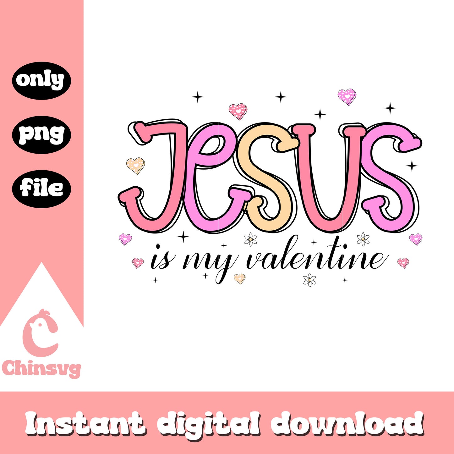 Jesus color logo valentine png, valentines day logo​ png