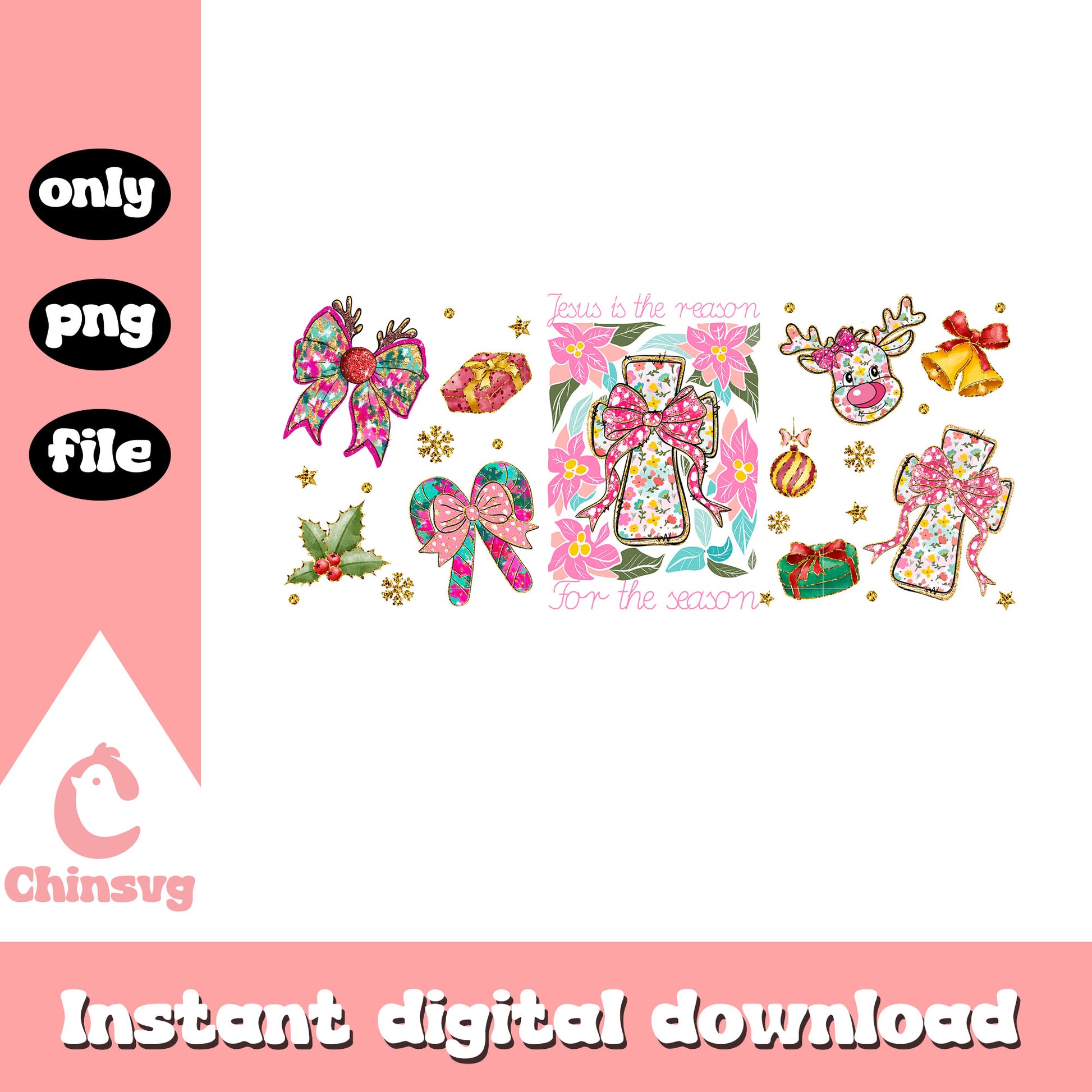 Jesus is the reason christmas coquette png, christmas jesus png
