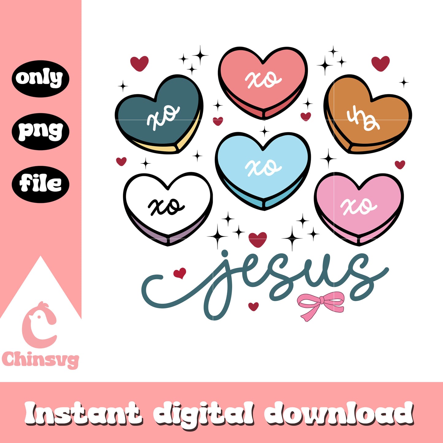 Jesus valentine hearts color png, design valentines day​​​​ png