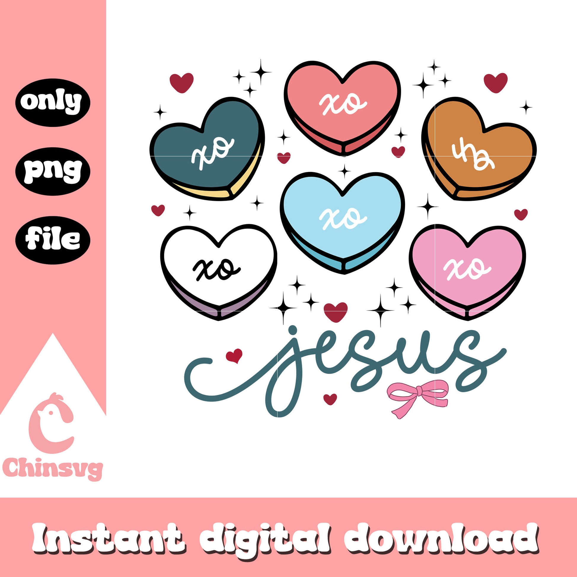 Jesus valentine hearts color png, design valentines day​​​​ png