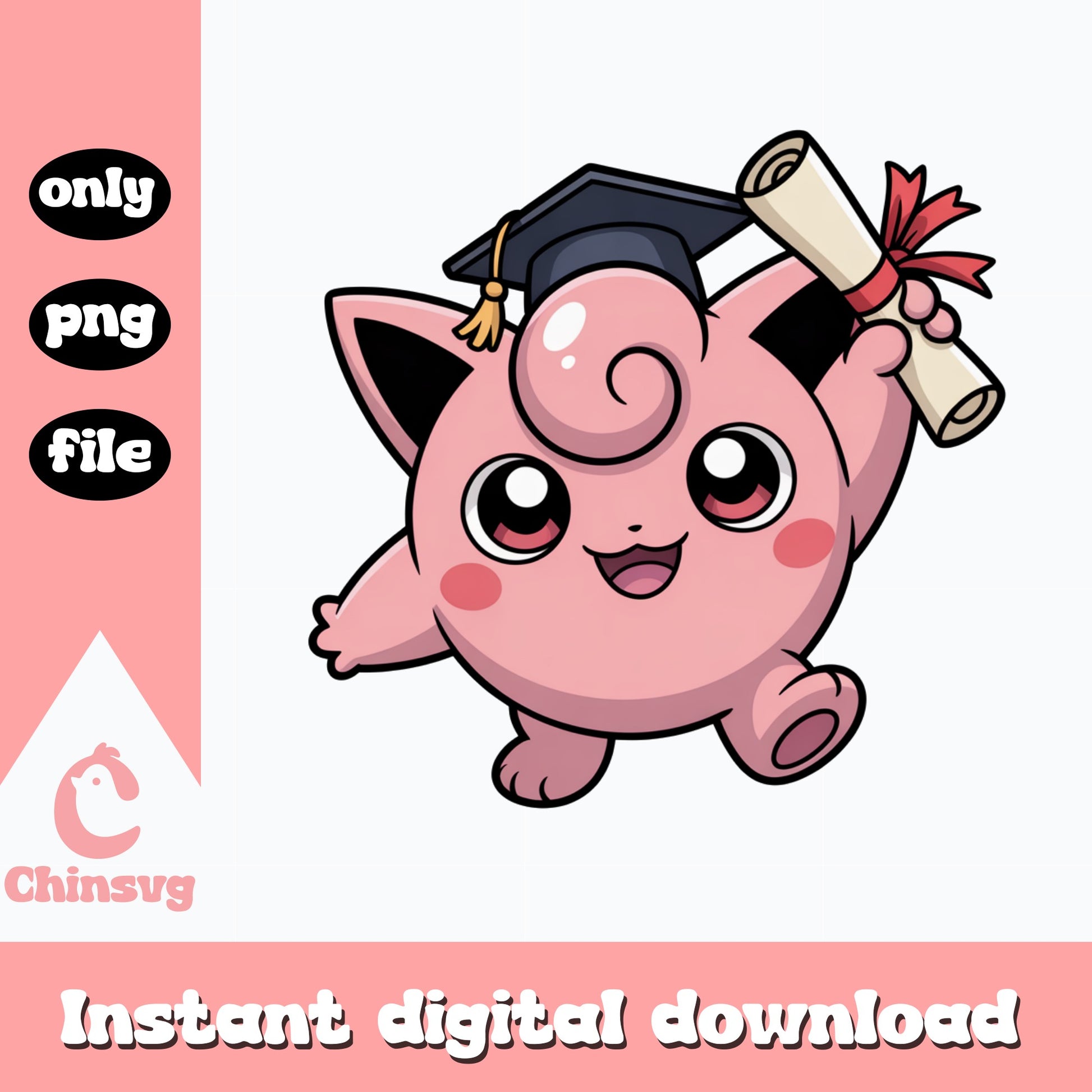 Jigglypuff Graduation PNG, Pokemon Graduate PNG, Cute Pokemon PNG