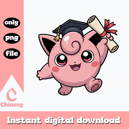 Jigglypuff Graduation PNG, Pokemon Graduate PNG, Cute Pokemon PNG