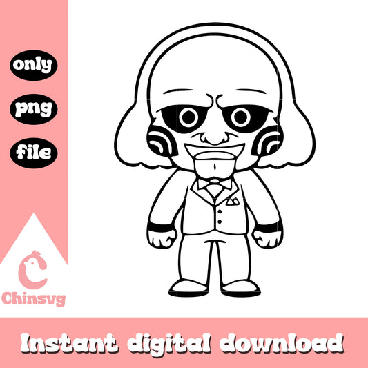 Jigsaw chibi horror design png, saw film series png