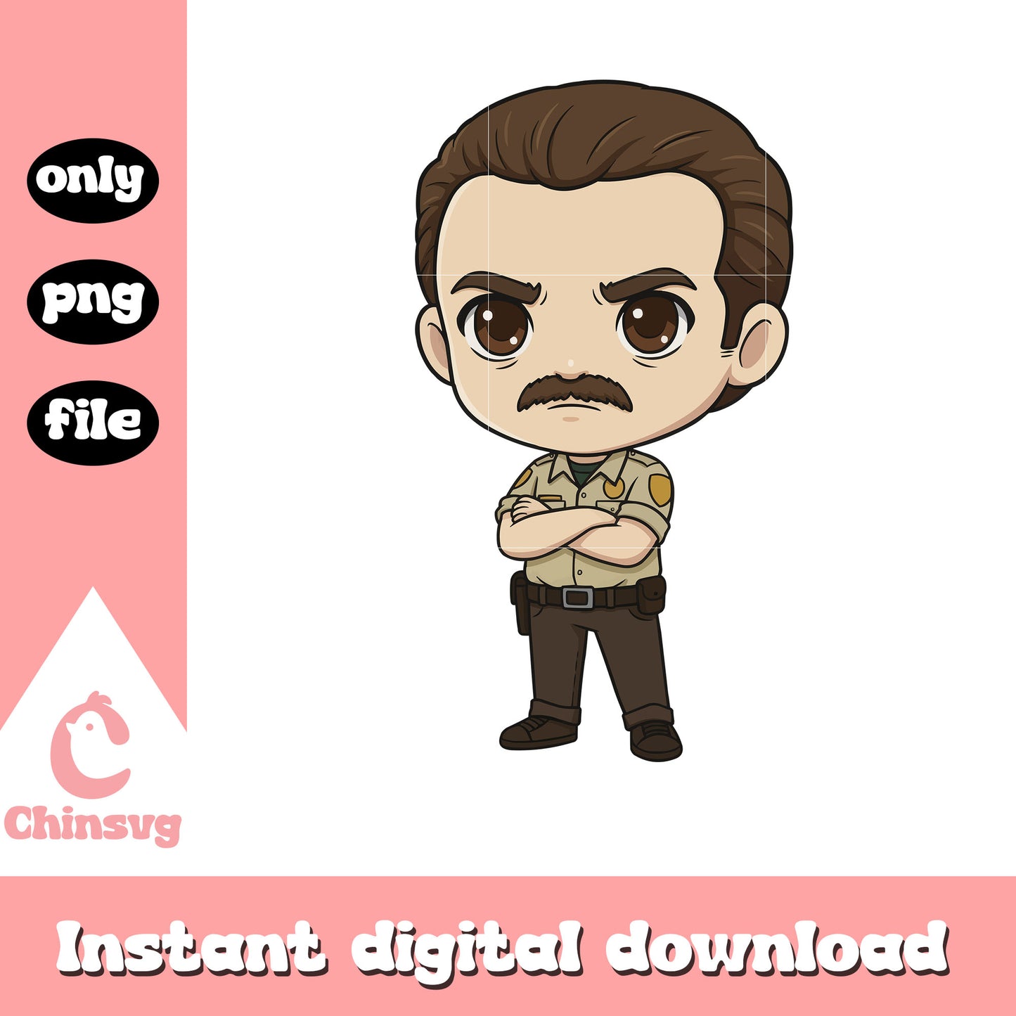 Jim hopper character chibi png, jim hopper stranger things​ png
