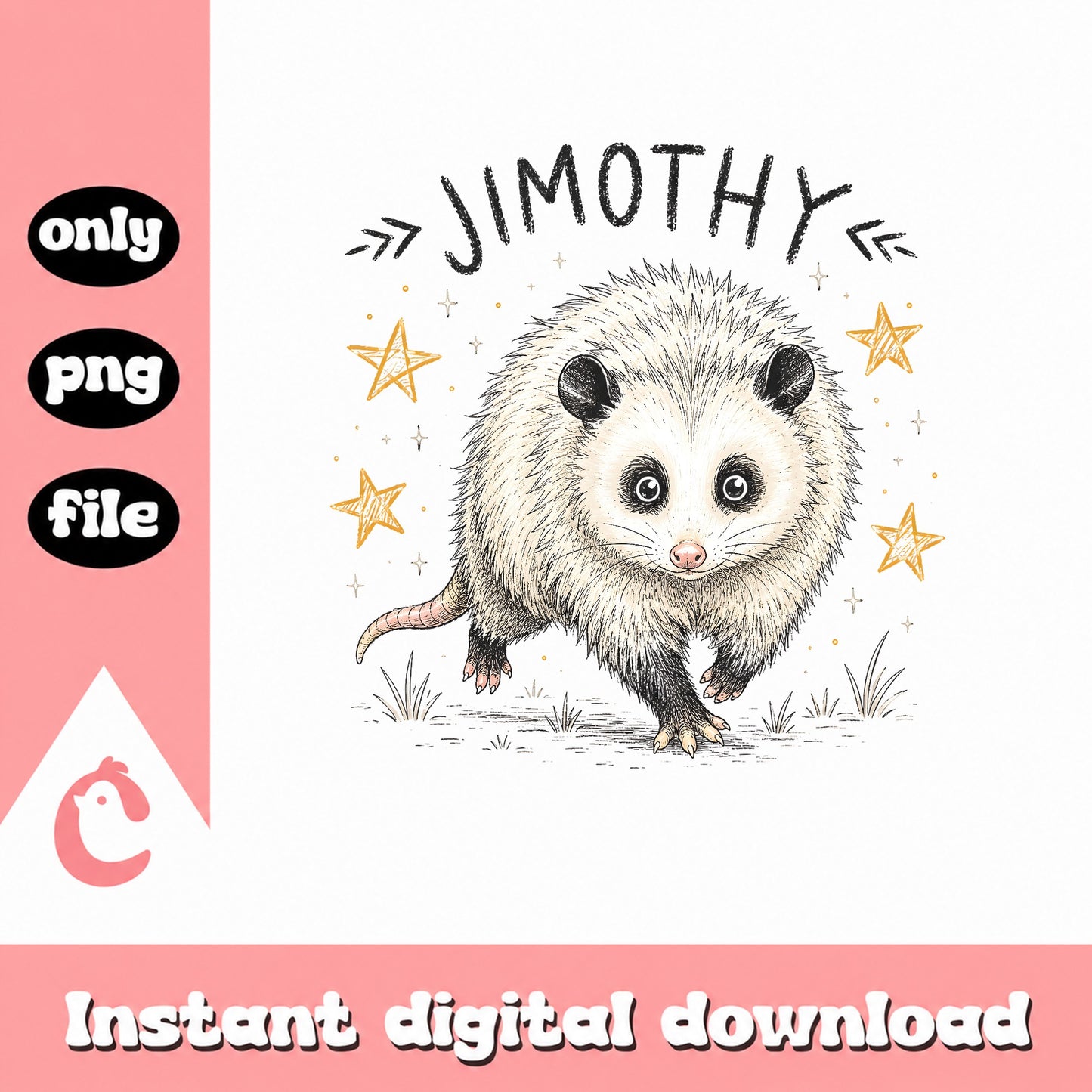 Jimothy Opossum PNG, Cute Animal Clipart, Instant Download PNG