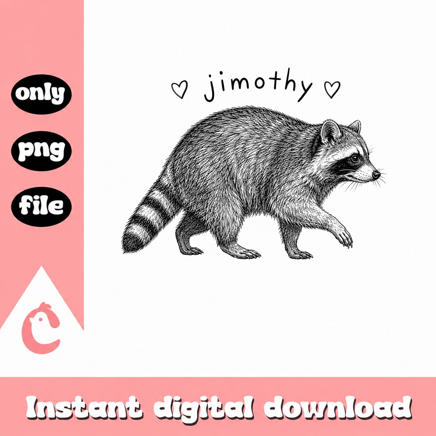 Jimothy Raccoon PNG, Animal Clipart, Instant Download PNG