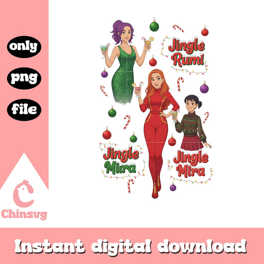 Jingle huntrix members design png, jingle bell png