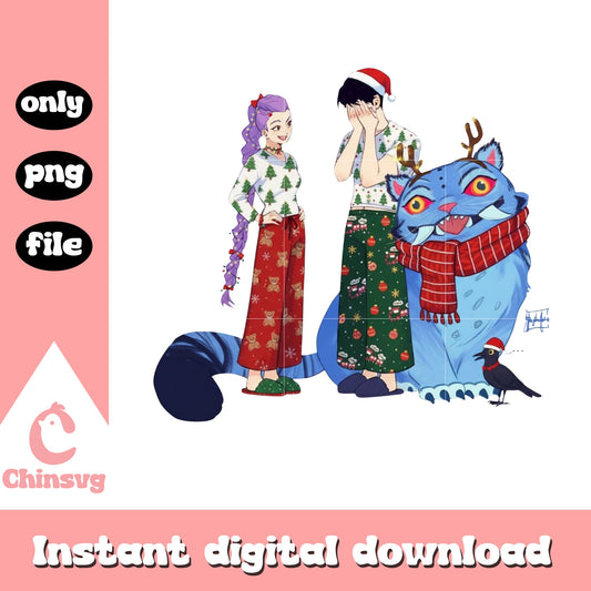 Jinu and rumi with derpy kpop christmas png, rumi x jinu png