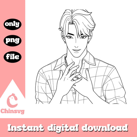 Jinu character outline design png, jinu saja boys png