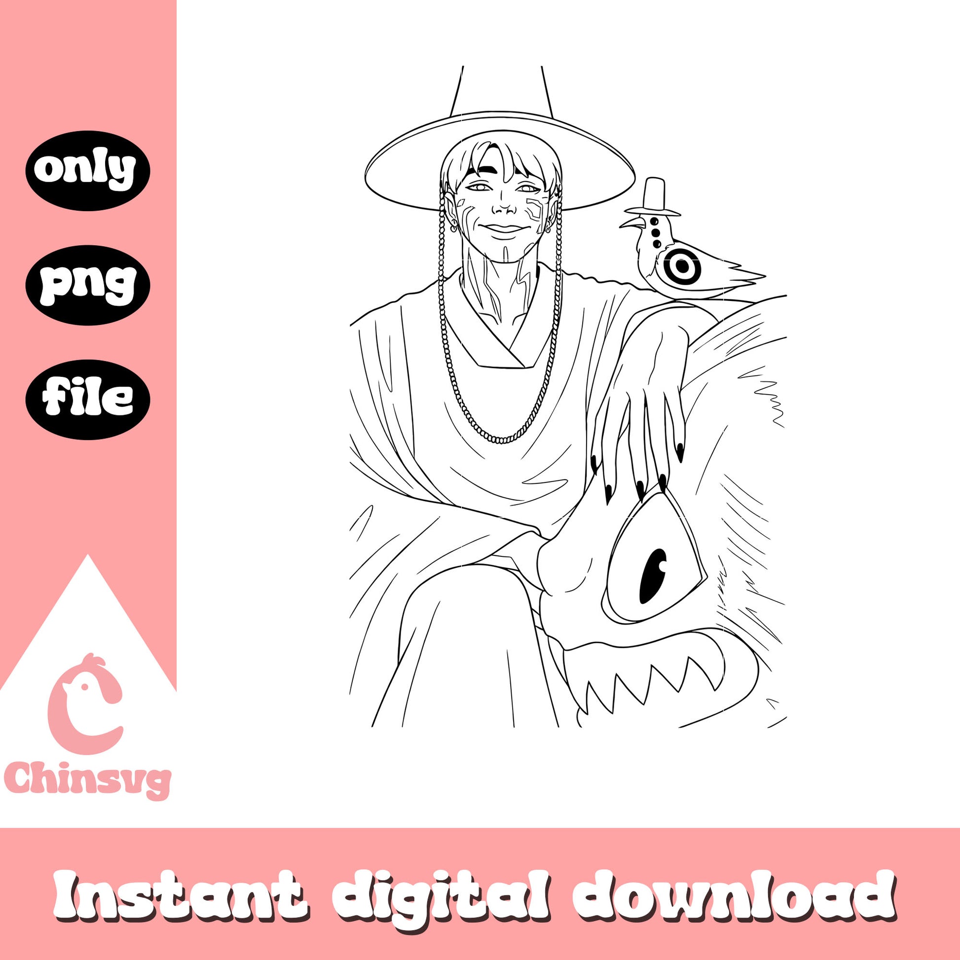 Jinu demon and sussie outline png, demon saja boys png
