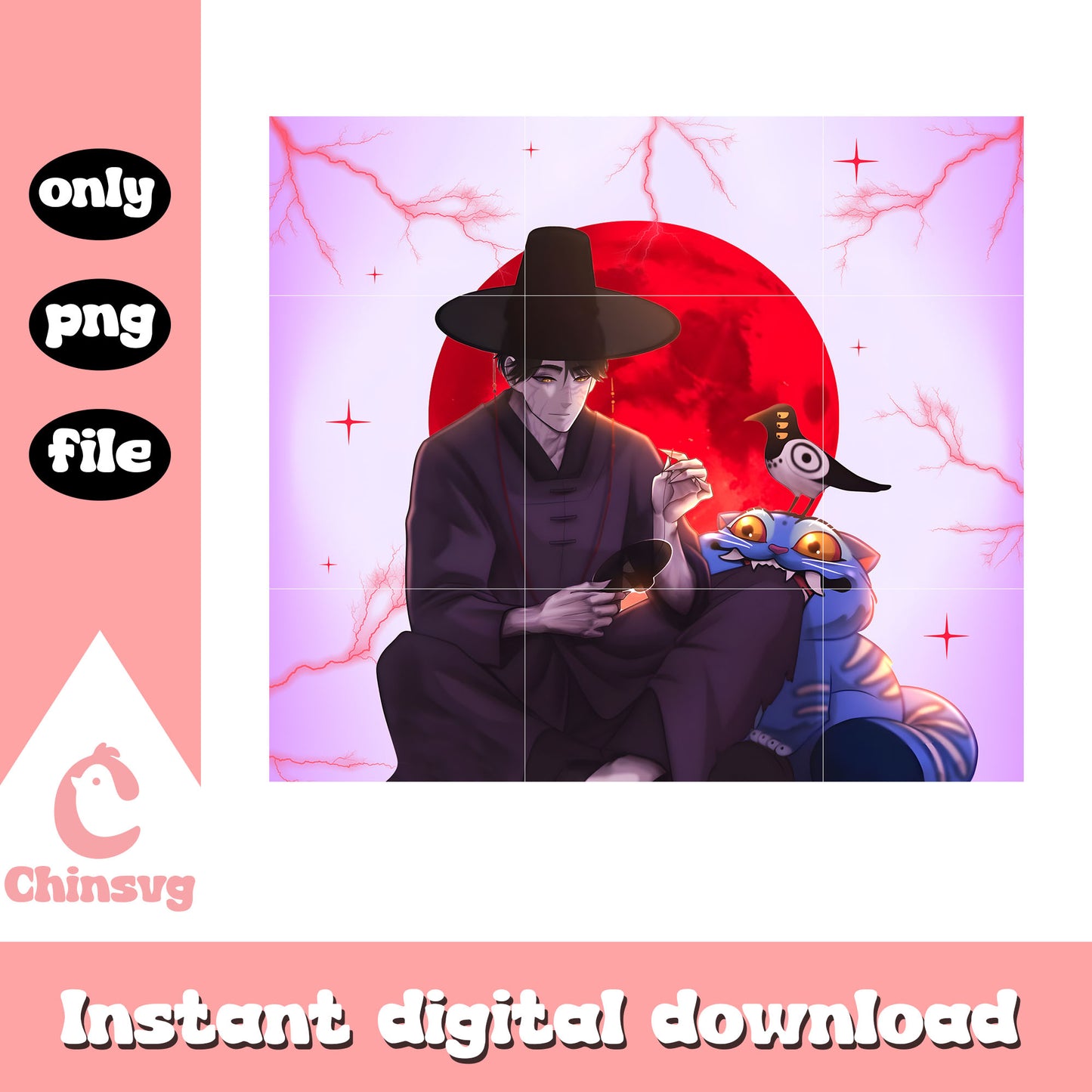 Jinu demon red moon design png, kpop demon hunters cast png