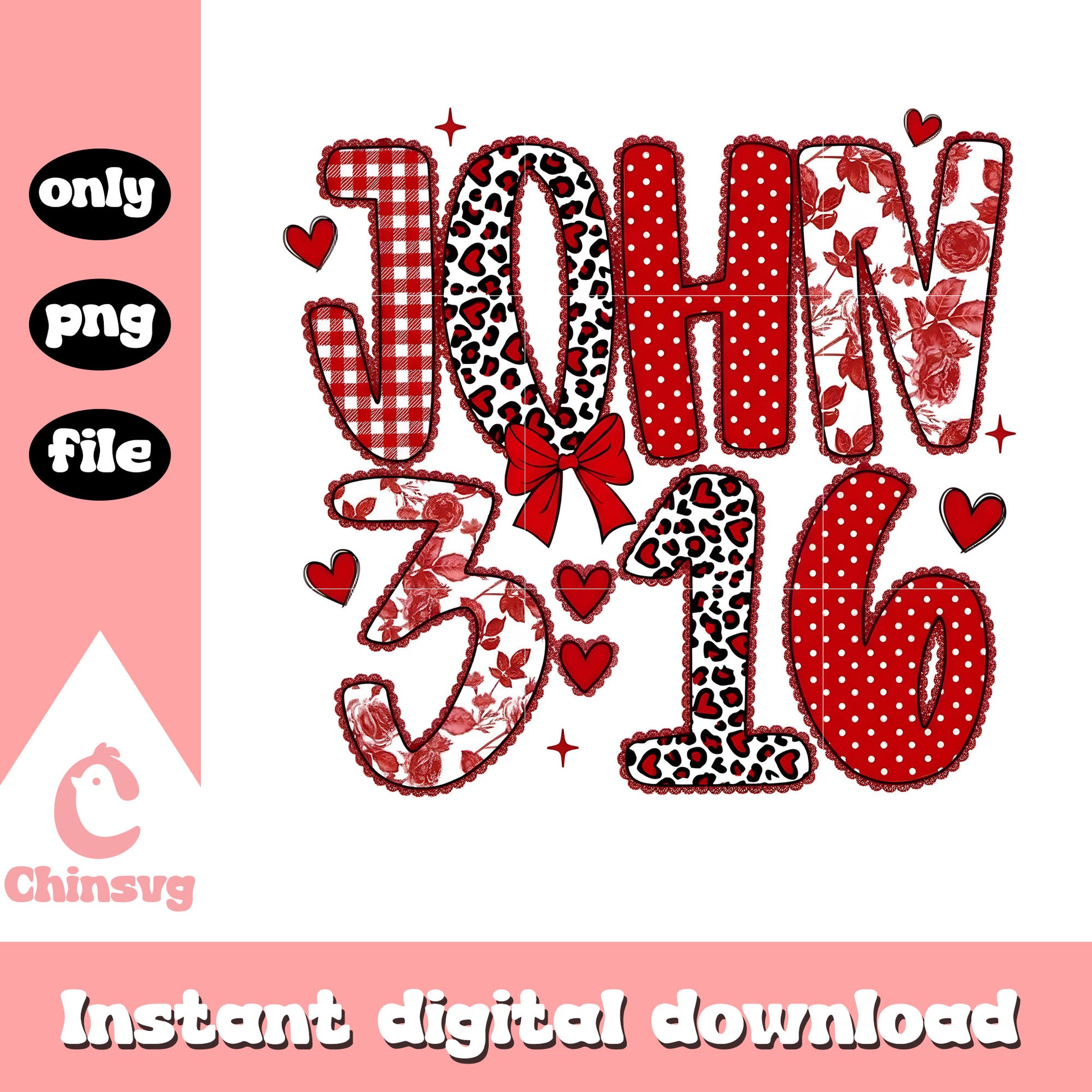 John 3 16 valentine design png, john valentin​ png, valentine day png