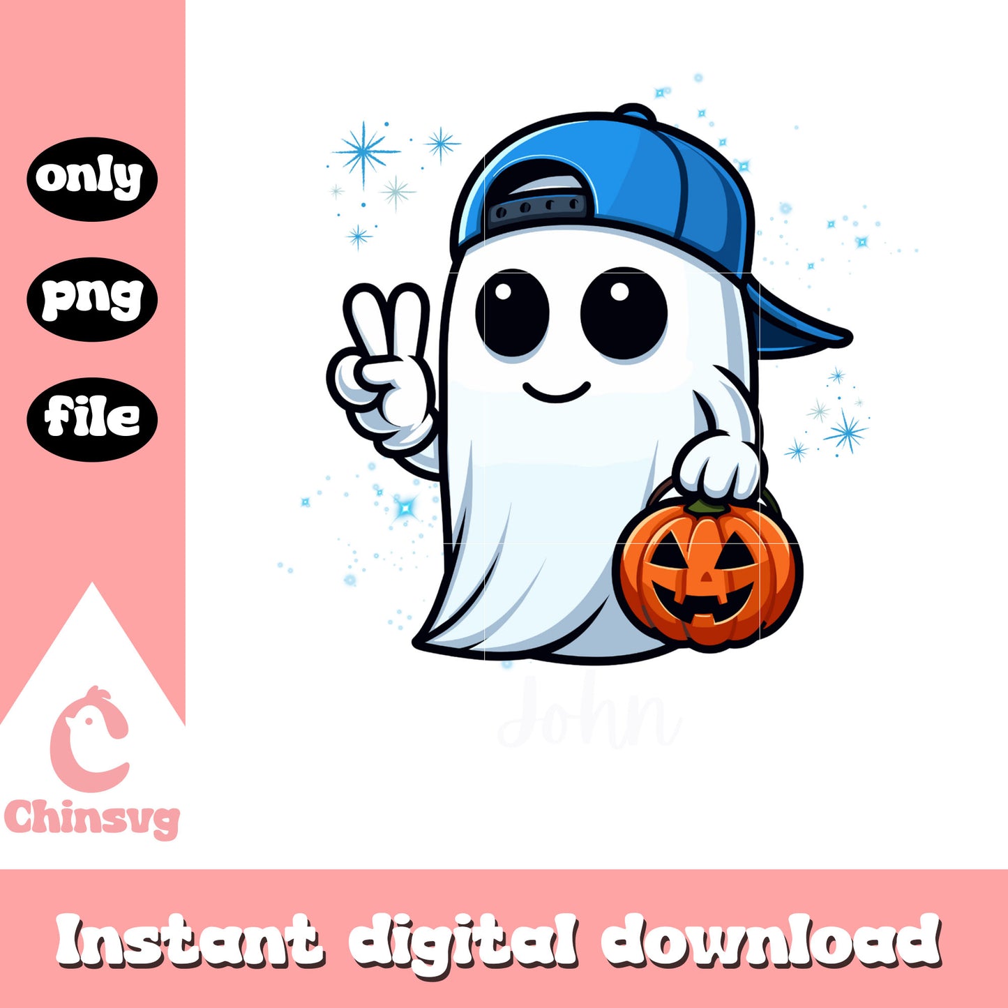 John halloween ghost cute say hi png, halloween ghost halloween png