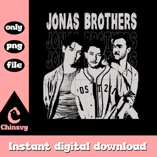 Jonas brothers black white retro png, jonas brothers band​ png