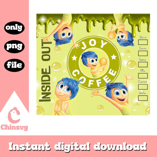 Joy coffee inside out tumber png, joy from inside out​ png