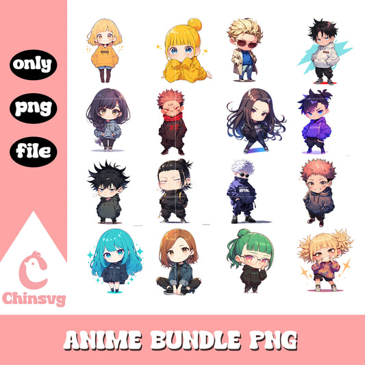 Jujutsu kaisen chibi characters bundle png