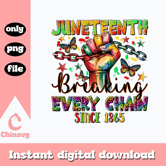 Juneteenth Breaking Every Chain PNG, Since 1865 PNG, Juneteenth PNG