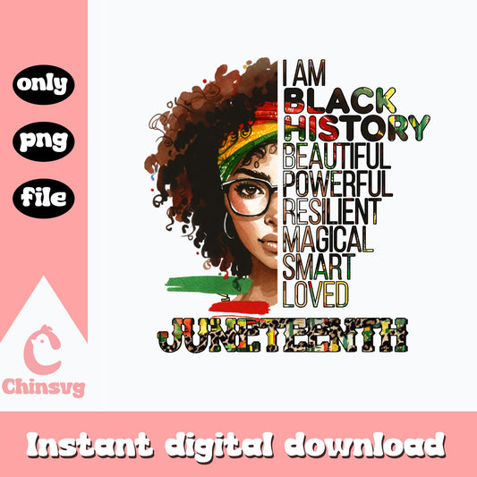 Juneteenth I Am Black History PNG, Black Woman PNG, Black History PNG