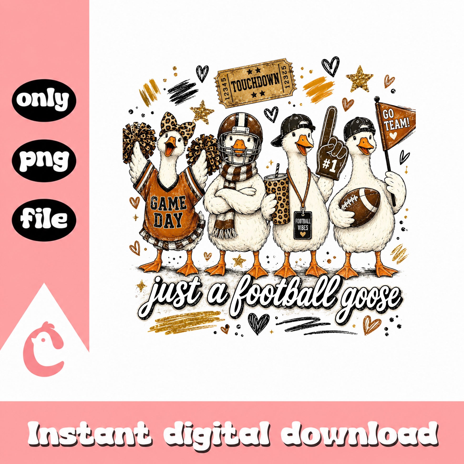 Just A Football Goose Game Day PNG, Leopard Print, Football SVG