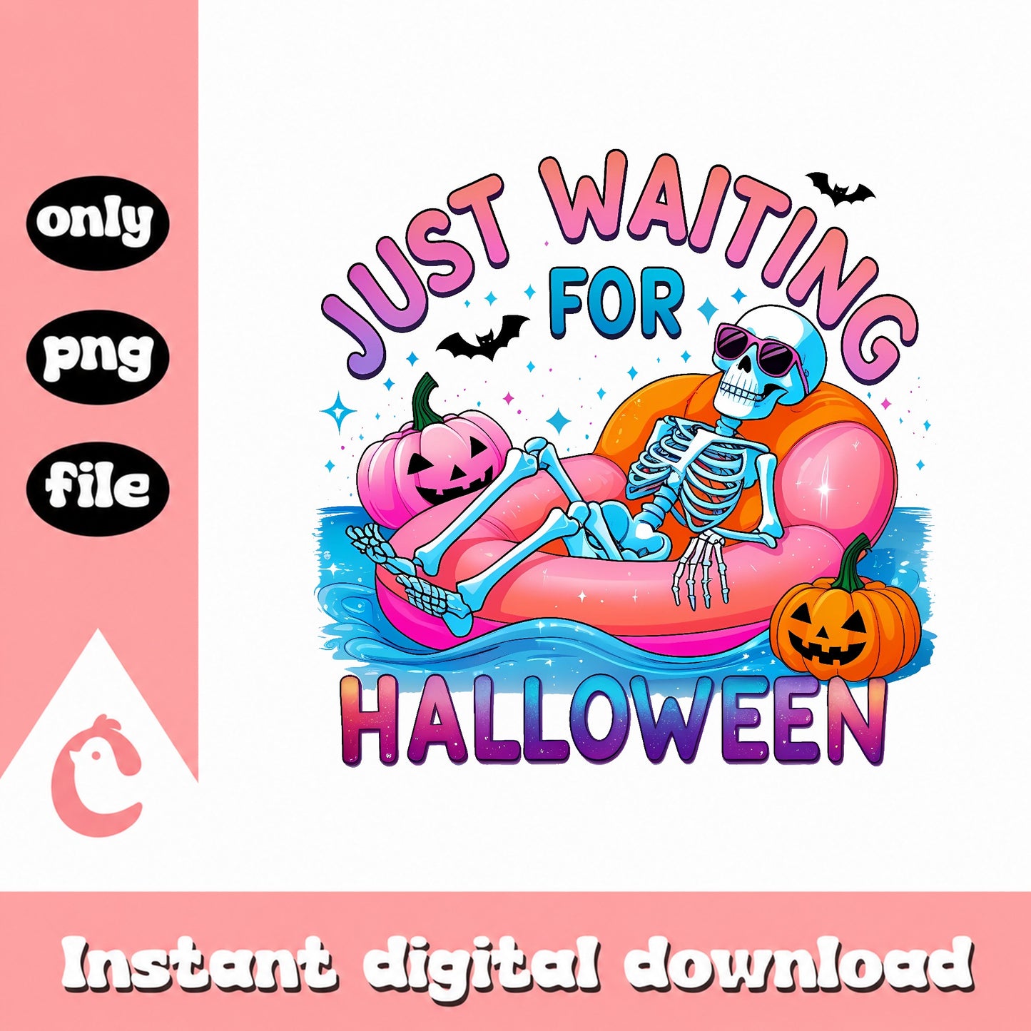 Just Waiting For Halloween PNG, Skeleton Halloween PNG, Spooky PNG