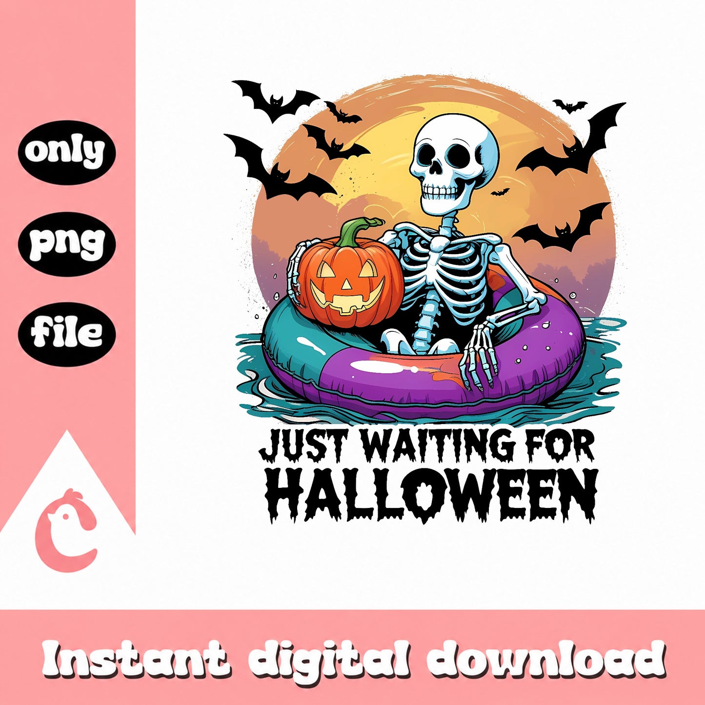 Just Waiting For Halloween Skeleton PNG, Spooky PNG, Halloween PNG