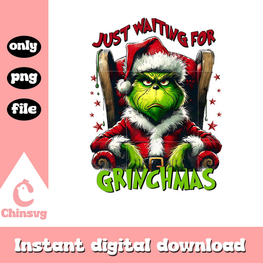 Just waiting for grinchmas design png, sitting grinch​ png
