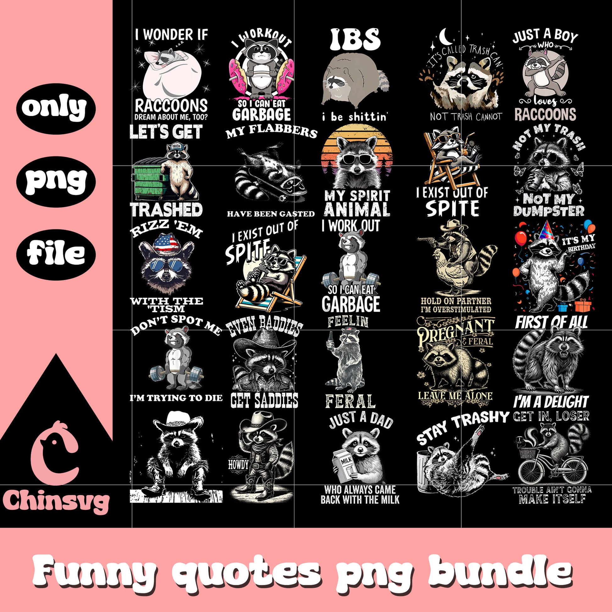 Just a boys who loves racoon bundle png, animal png, racoon png