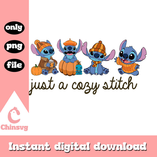 Just a cozy stitch halloween design png, stitch movie png
