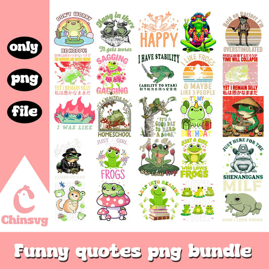 Just a girl who love frogs bundle png, frog png, funny png