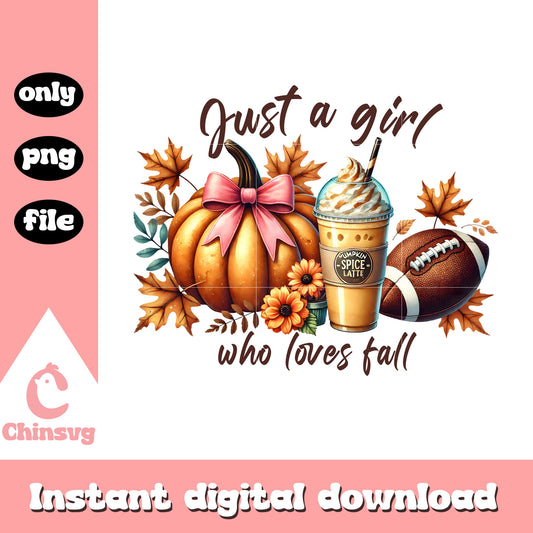 Just a girl who loves fall drawing design png, autumn love quote png