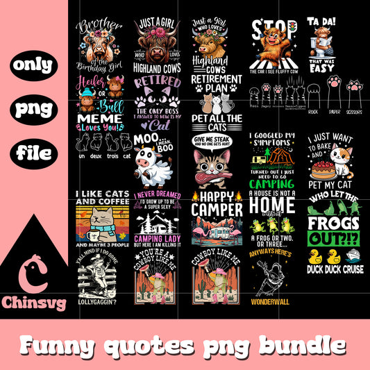 Just a girl who loves highland cow bundle png, highland cow png