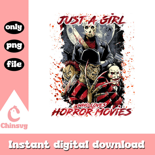 Just a girl who loves horror movies png, all horror characters png